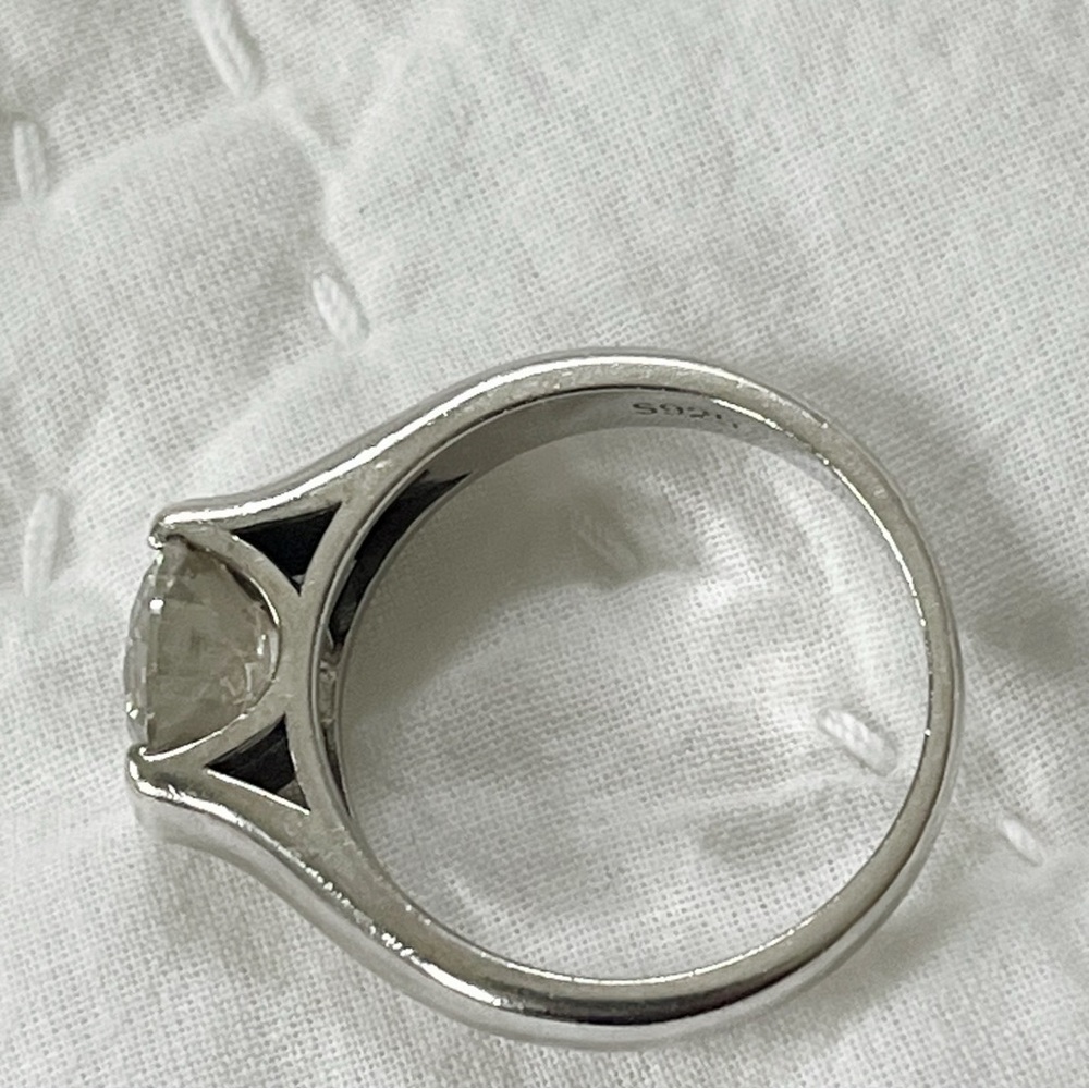 Solitaire Moissanite Half Bezel Set Sterling Silv… - image 6